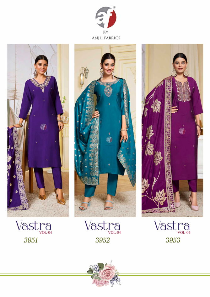 Vastra Vol 4 By Af Roman Silk Designer Kurti With Bottom Dupatta Wholesale Shop In Surat
